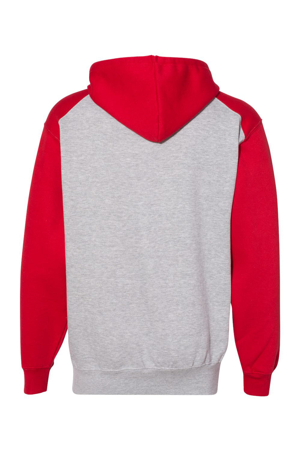 Badger 1249 Mens Athletic Fleece Hooded Sweatshirt Hoodie Oxford Grey/Red Flat Back