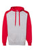 Badger 1249 Mens Athletic Fleece Hooded Sweatshirt Hoodie Oxford Grey/Red Flat Front