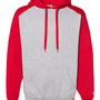 Badger Mens Athletic Fleece Hooded Sweatshirt Hoodie - Oxford Grey/Red - NEW