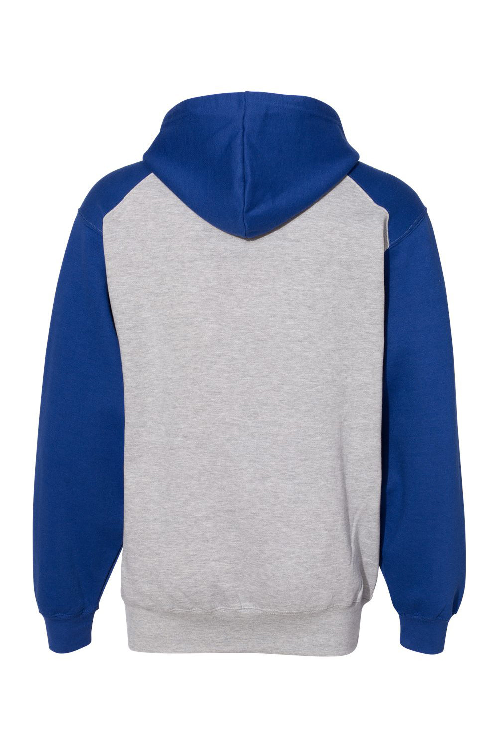 Badger 1249 Mens Athletic Fleece Hooded Sweatshirt Hoodie Oxford Grey/Royal Blue Flat Back