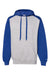 Badger 1249 Mens Athletic Fleece Hooded Sweatshirt Hoodie Oxford Grey/Royal Blue Flat Front