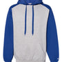 Badger Mens Athletic Fleece Hooded Sweatshirt Hoodie - Oxford Grey/Royal Blue - NEW