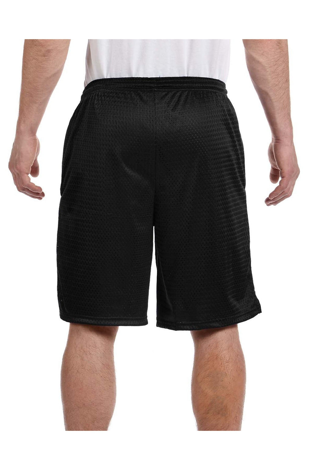 Champion S162 Mens Mesh Shorts w/ Pockets Black Model Back