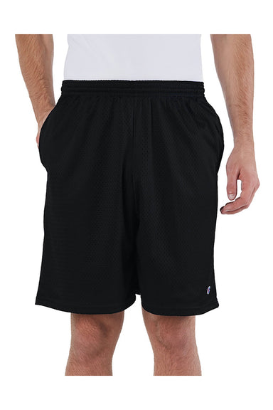 Champion S162 Mens Mesh Shorts w/ Pockets Black Model Front