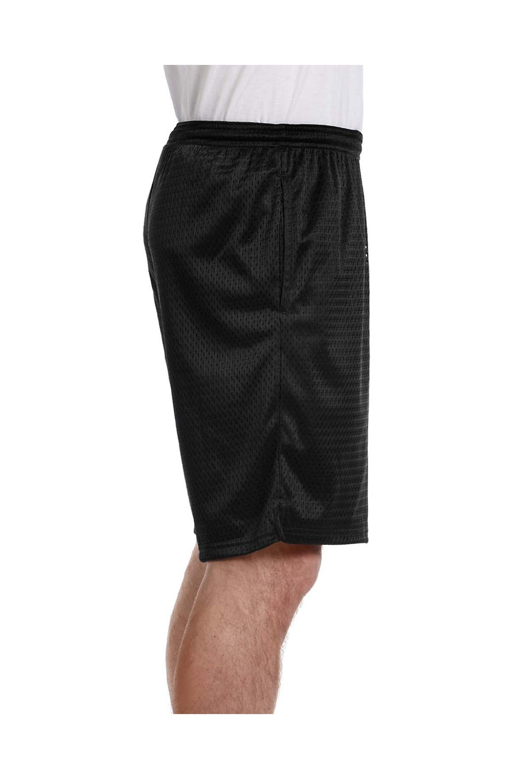 Champion S162 Mens Mesh Shorts w/ Pockets Black Model Side