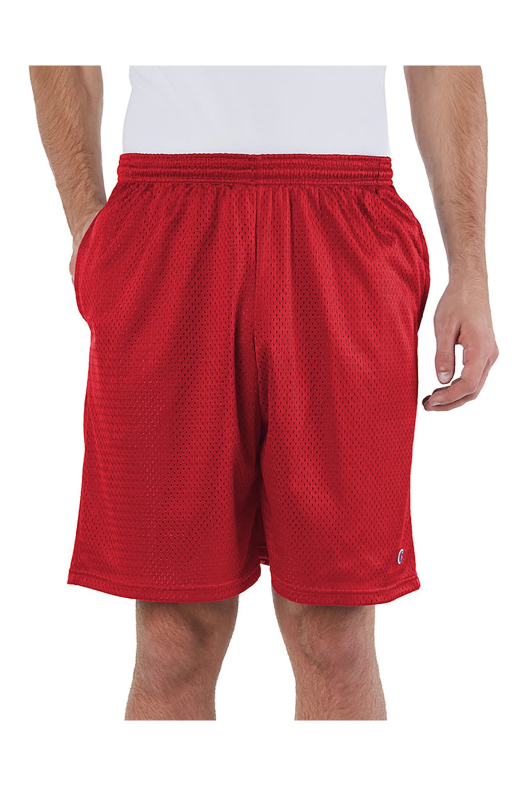 Champion S162 Mens Mesh Shorts w/ Pockets Scarlet Red Model Front