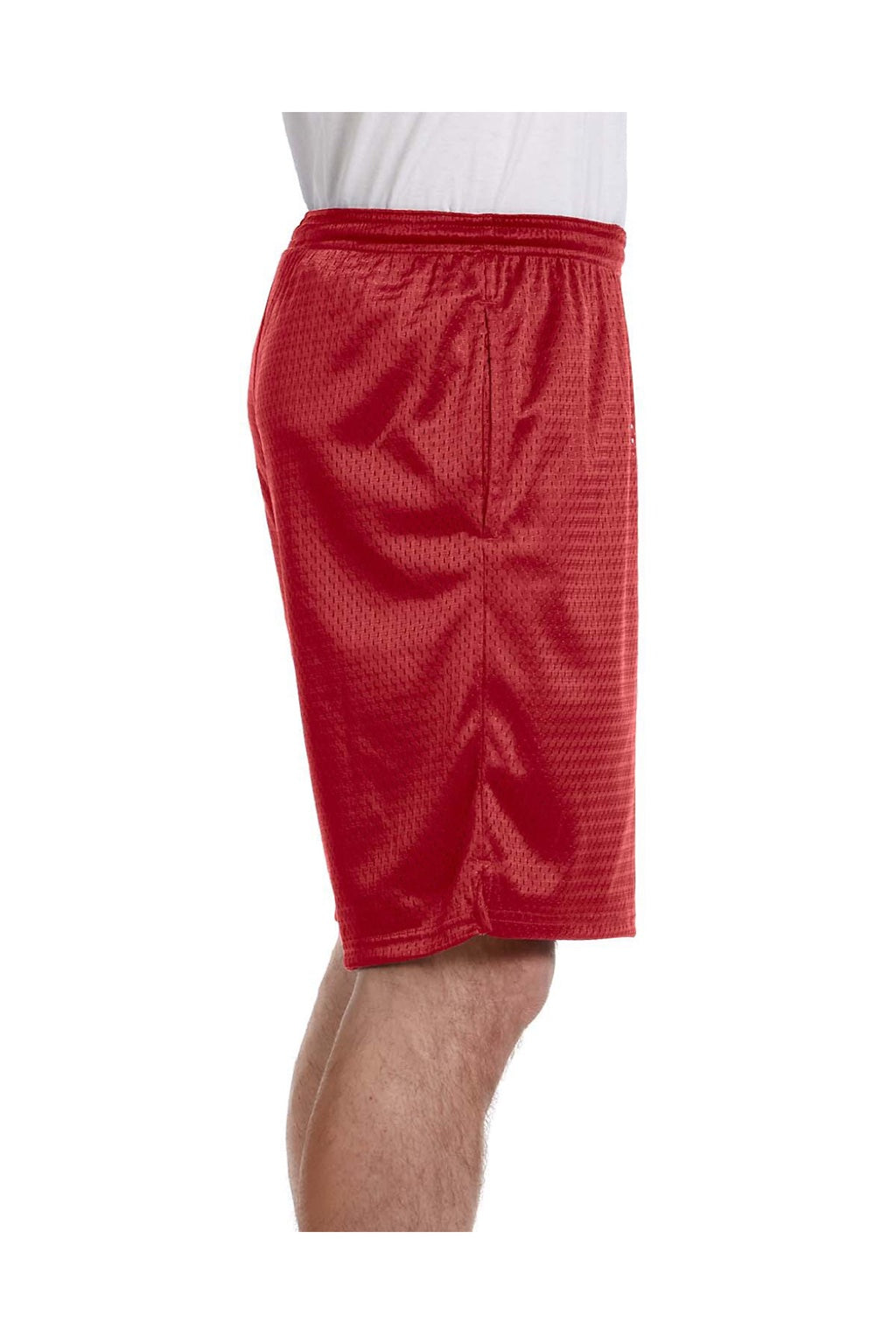 Champion S162 Mens Mesh Shorts w/ Pockets Scarlet Red Model Side