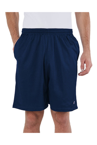 Champion S162 Mens Mesh Shorts w/ Pockets Navy Blue Model Front