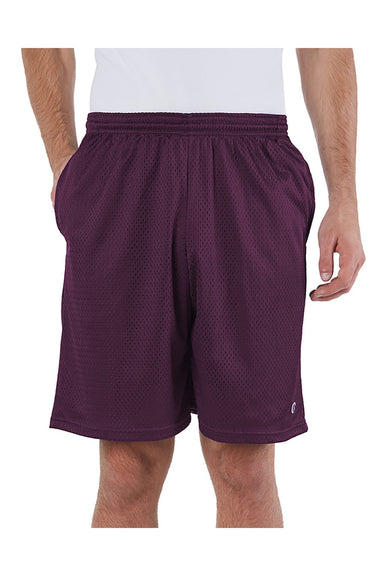 Champion S162 Mens Mesh Shorts w/ Pockets Maroon Model Front