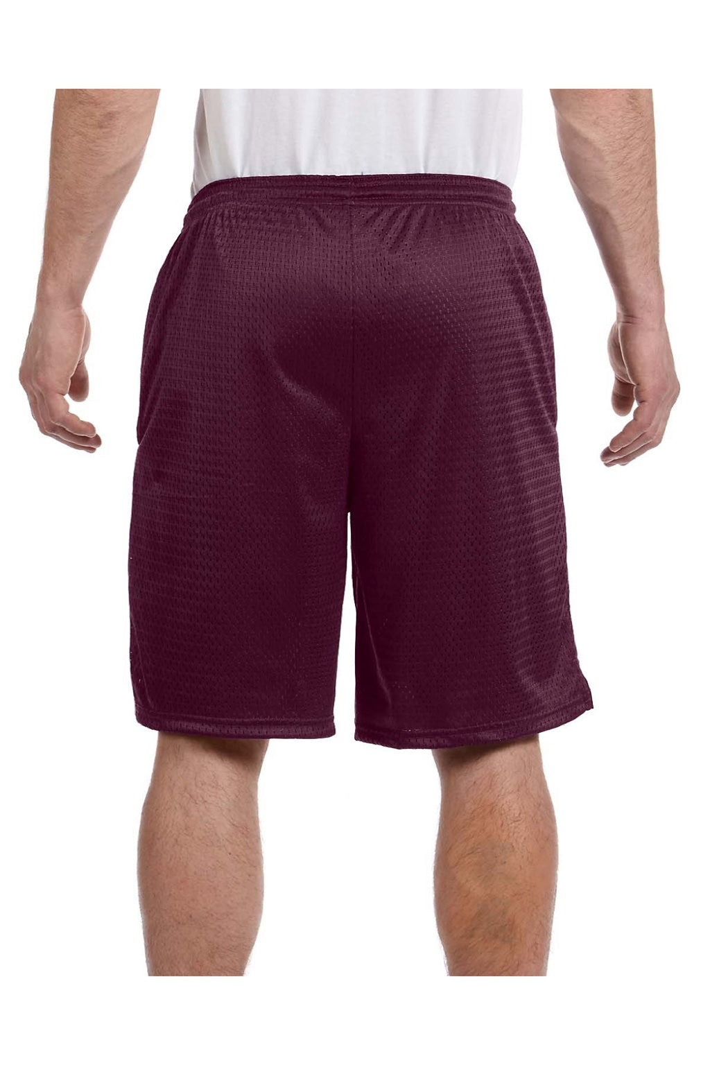 Champion S162 Mens Mesh Shorts w/ Pockets Maroon Model Back