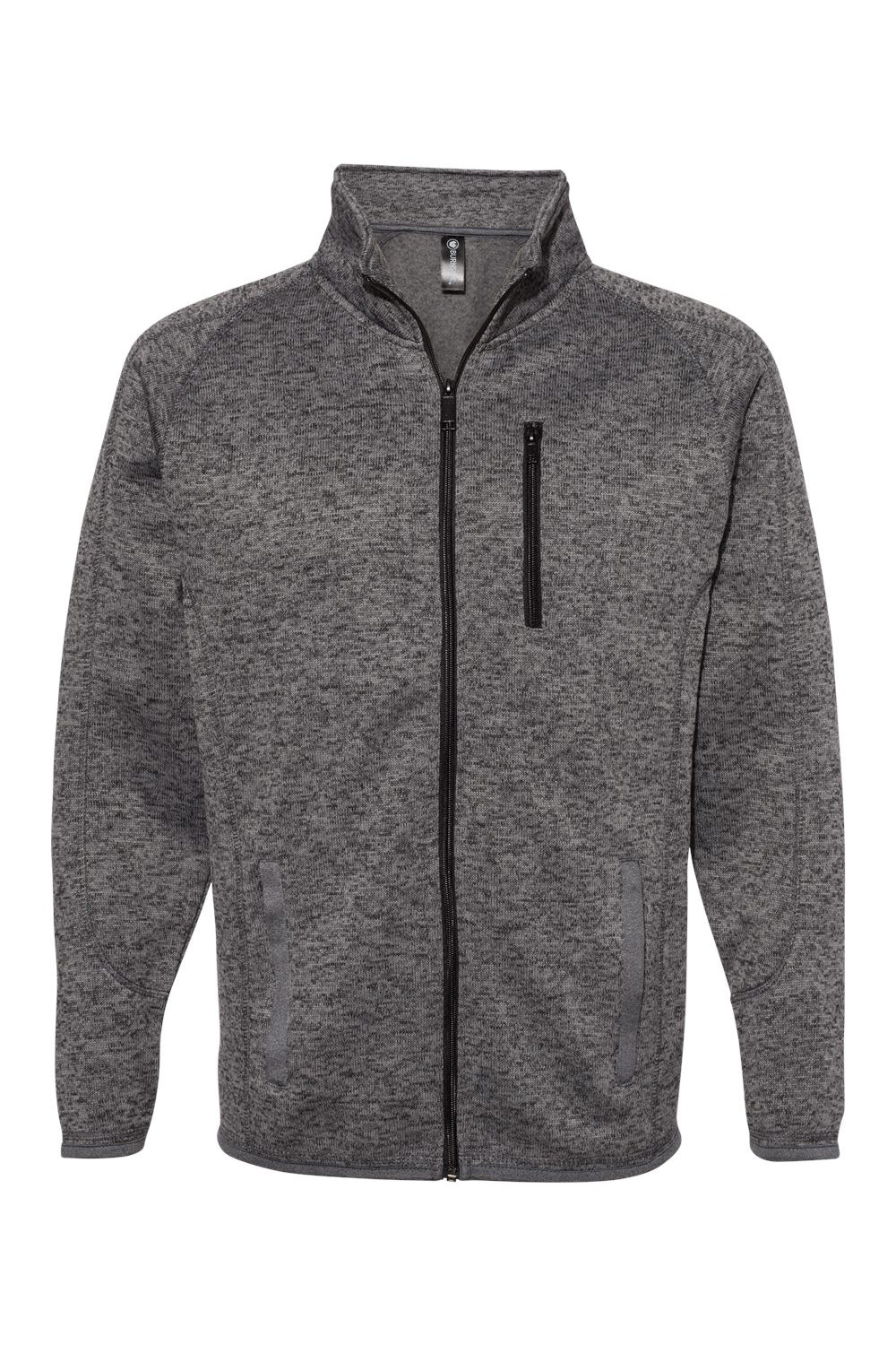 Burnside 3901 Mens Sweater Knit Full Zip Jacket Heather Charcoal Grey Flat Front