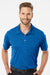 Adidas A402 Mens Melange Short Sleeve Polo Shirt Collegiate Royal Blue Melange Model Front