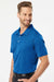 Adidas A402 Mens Melange Short Sleeve Polo Shirt Collegiate Royal Blue Melange Model Side
