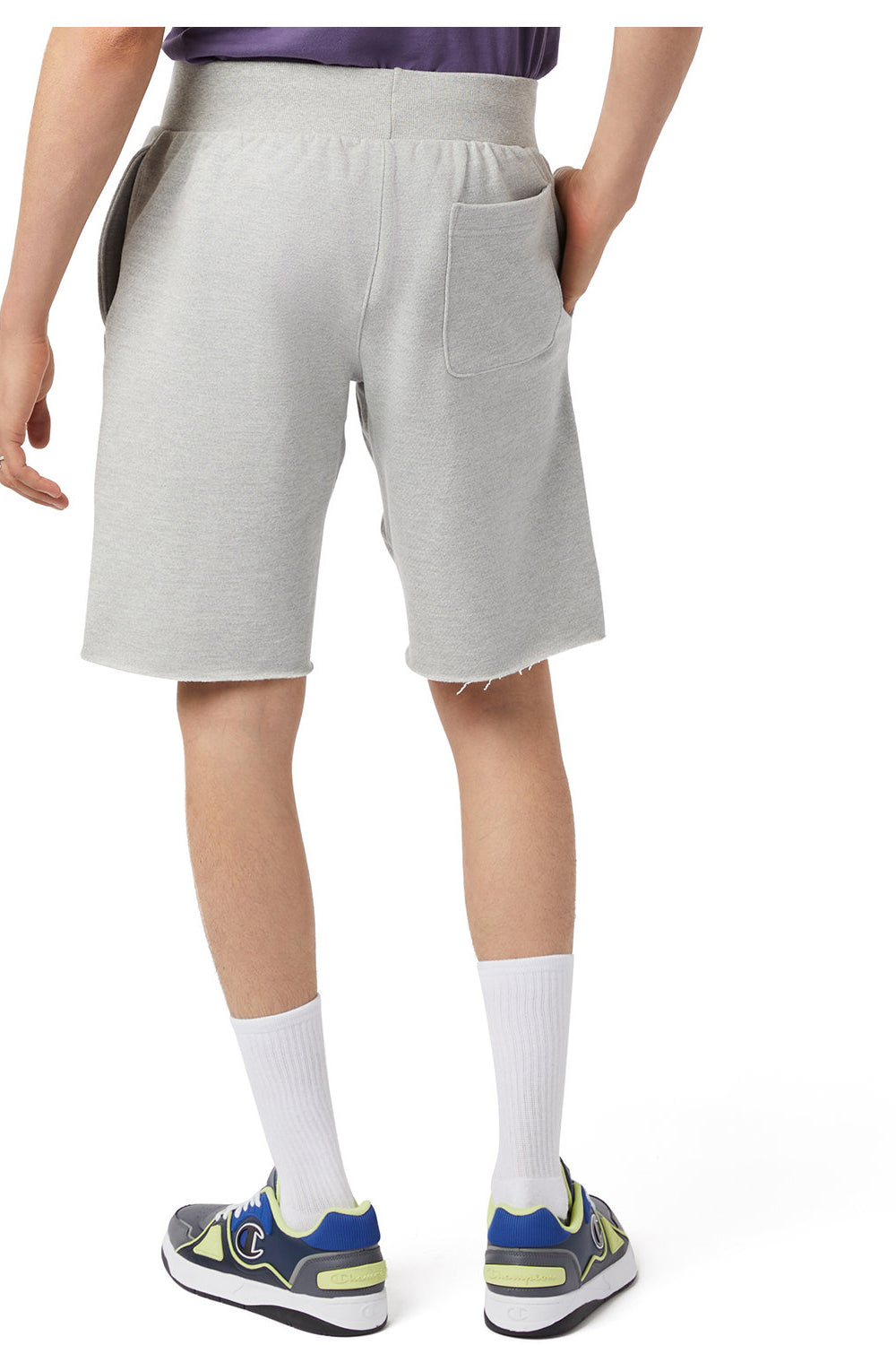 Champion 8180 Mens Shorts w/ Pockets Oxford Grey Model Back