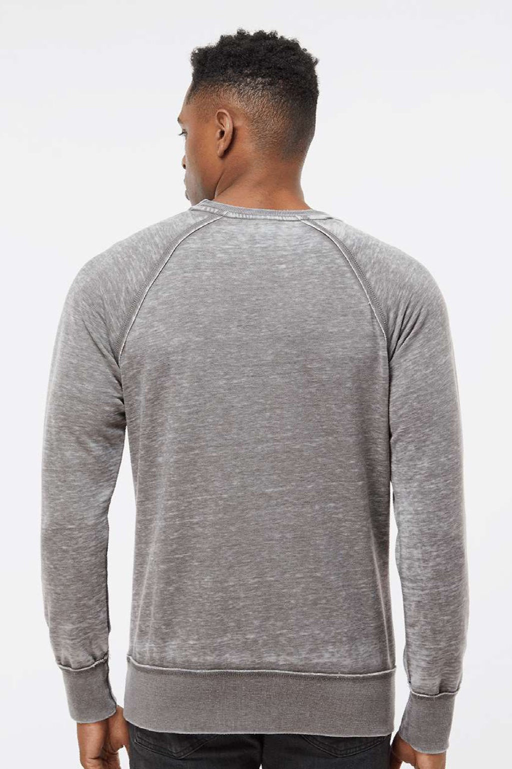 J America 8920 Mens Vintage Zen Fleece Crewneck Sweatshirt Cement Grey Model Back