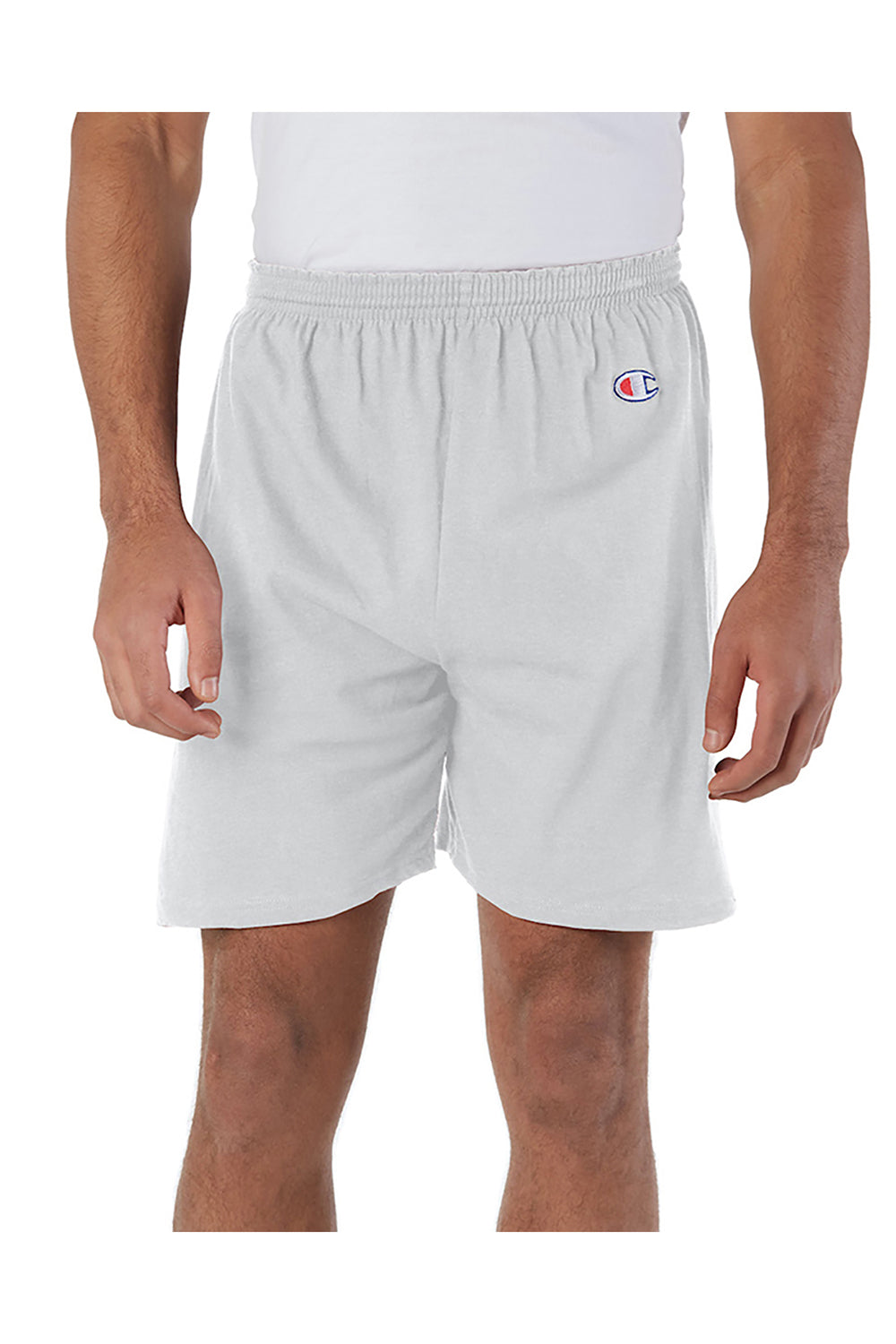 Champion 8187 Mens Gym Shorts Silver Grey Model Front