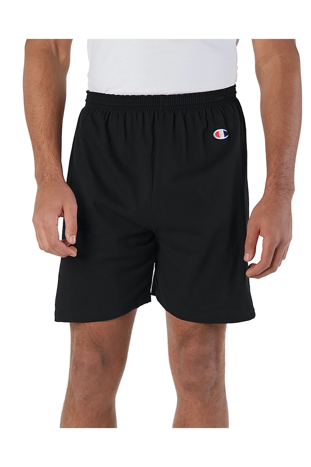 Champion 8187 Mens Gym Shorts Black Model Front