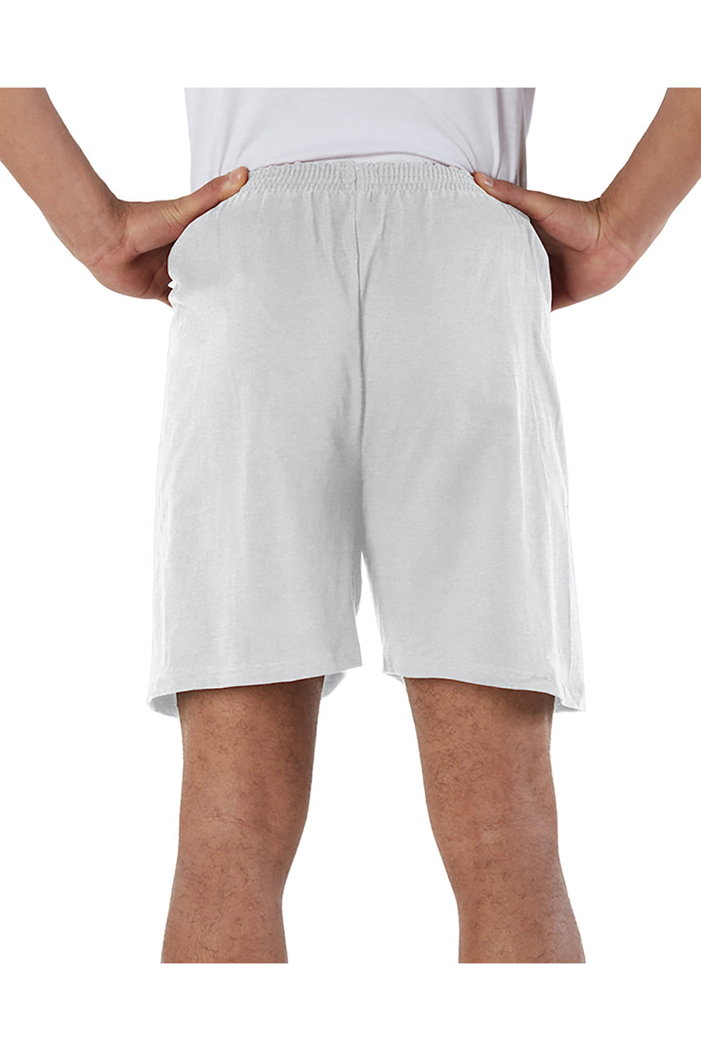 Champion 8187 Mens Gym Shorts Silver Grey Model Back