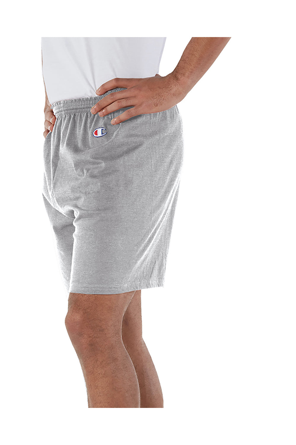 Champion 8187 Mens Gym Shorts Oxford Grey Model Side