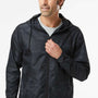 Independent Trading Company Mens Water Resistant Full Zip Windbreaker Hooded Jacket - Black Camo