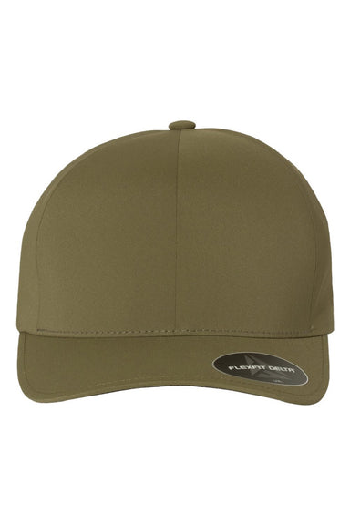 Flexfit Hats 180 Mens Delta Seamless Flexfit Hat Olive Green Flat Front