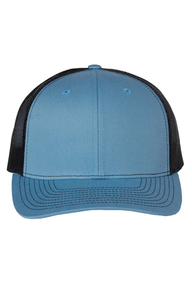 Richardson 112 Mens Snapback Trucker Hat Columbia Blue/Black Flat Front