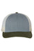 Richardson Hats 115 Mens Snapback Trucker Hat Heather Grey/Birch/Army Gren Flat Front