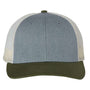Richardson Hats Mens Snapback Trucker Hat - Heather Grey/Birch/Army Gren