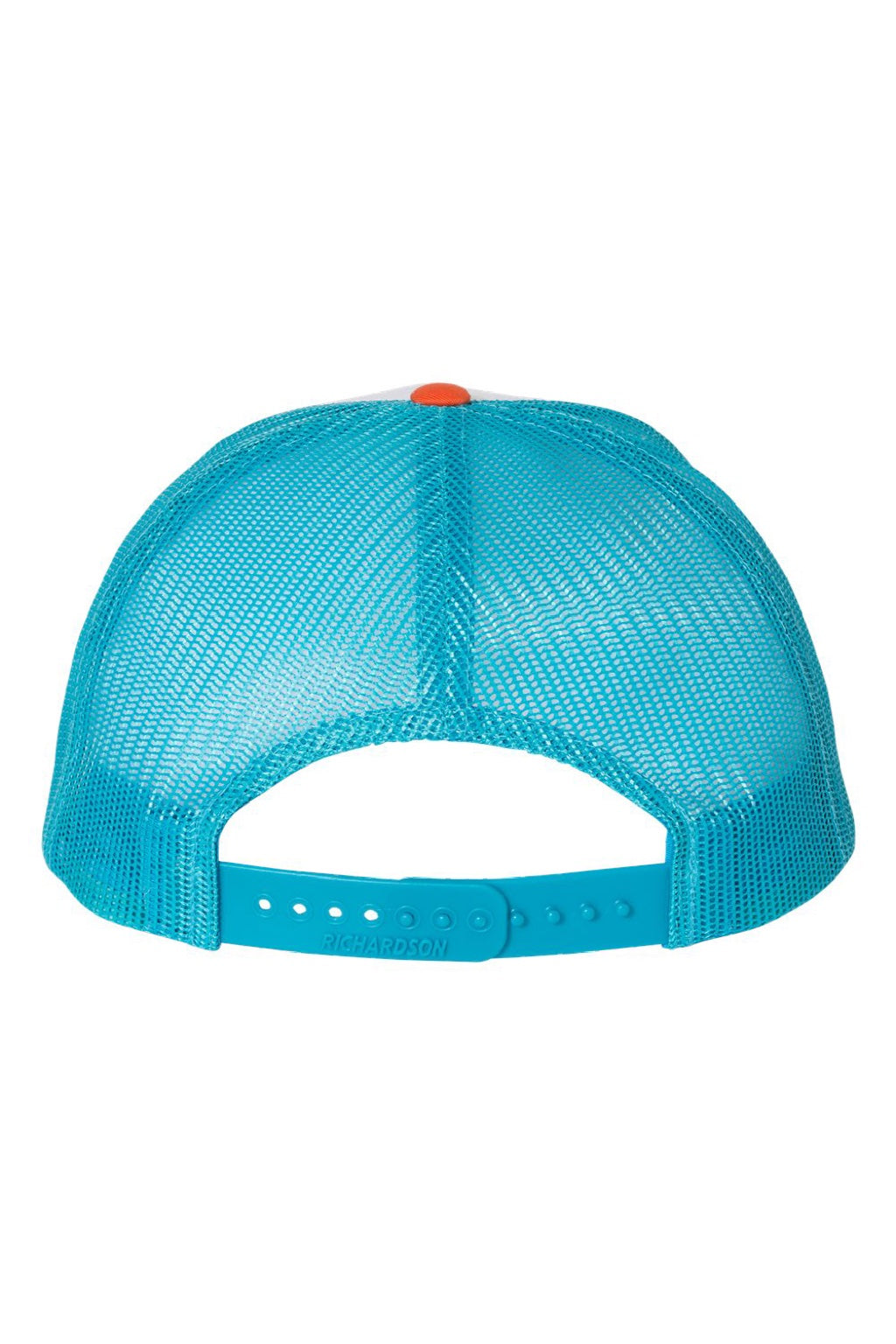 Richardson Hats 115 Mens Snapback Trucker Hat White/Blue Hawaiin/Pale Orange Flat Back