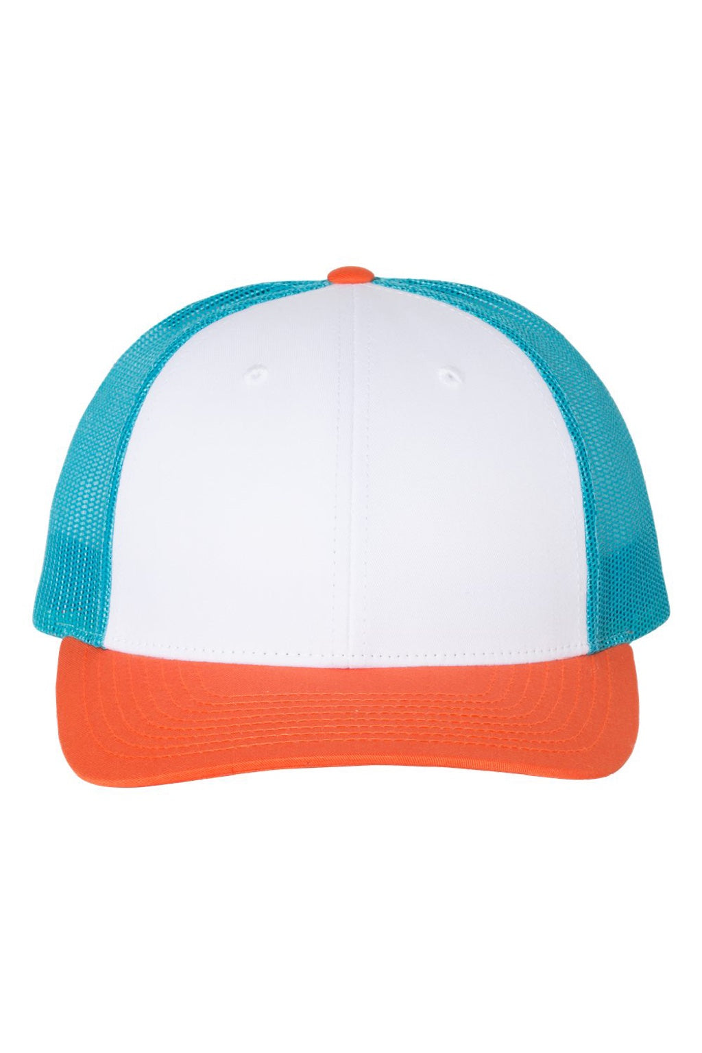 Richardson Hats 115 Mens Snapback Trucker Hat White/Blue Hawaiin/Pale Orange Flat Front
