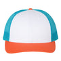 Richardson Hats Mens Snapback Trucker Hat - White/Blue Hawaiin/Pale Orange
