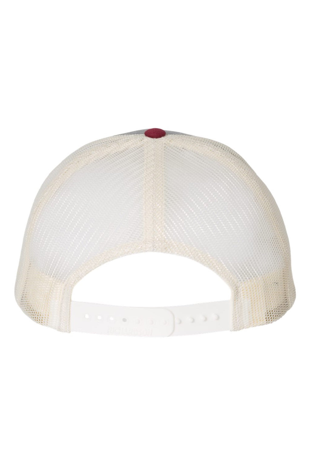 Richardson Hats 115 Mens Snapback Trucker Hat Heather Grey/Birch/Cardinal Red Flat Back