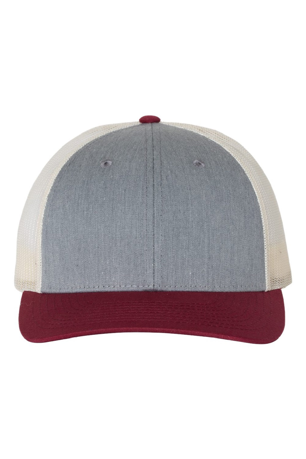 Richardson Hats 115 Mens Snapback Trucker Hat Heather Grey/Birch/Cardinal Red Flat Front