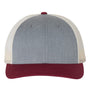Richardson Hats Mens Snapback Trucker Hat - Heather Grey/Birch/Cardinal Red