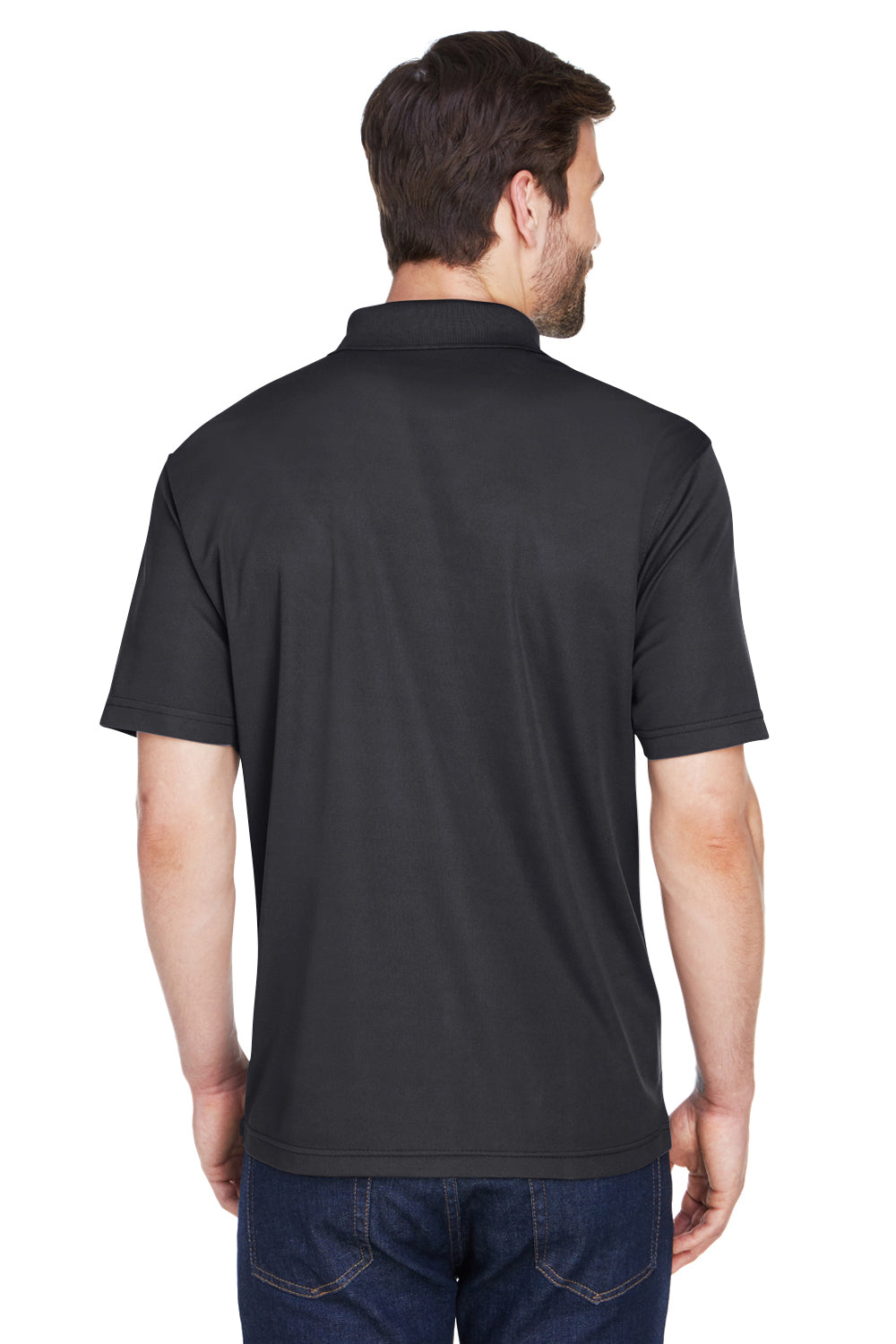 UltraClub 8210/8210T Mens Cool & Dry Moisture Wicking Short Sleeve Polo Shirt Black Model Back