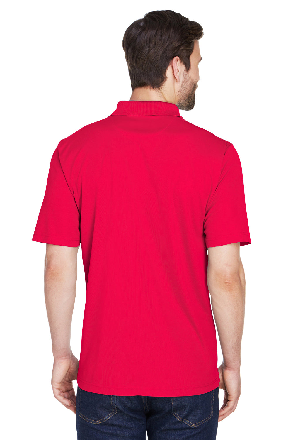 UltraClub 8210/8210T Mens Cool & Dry Moisture Wicking Short Sleeve Polo Shirt Red Model Back