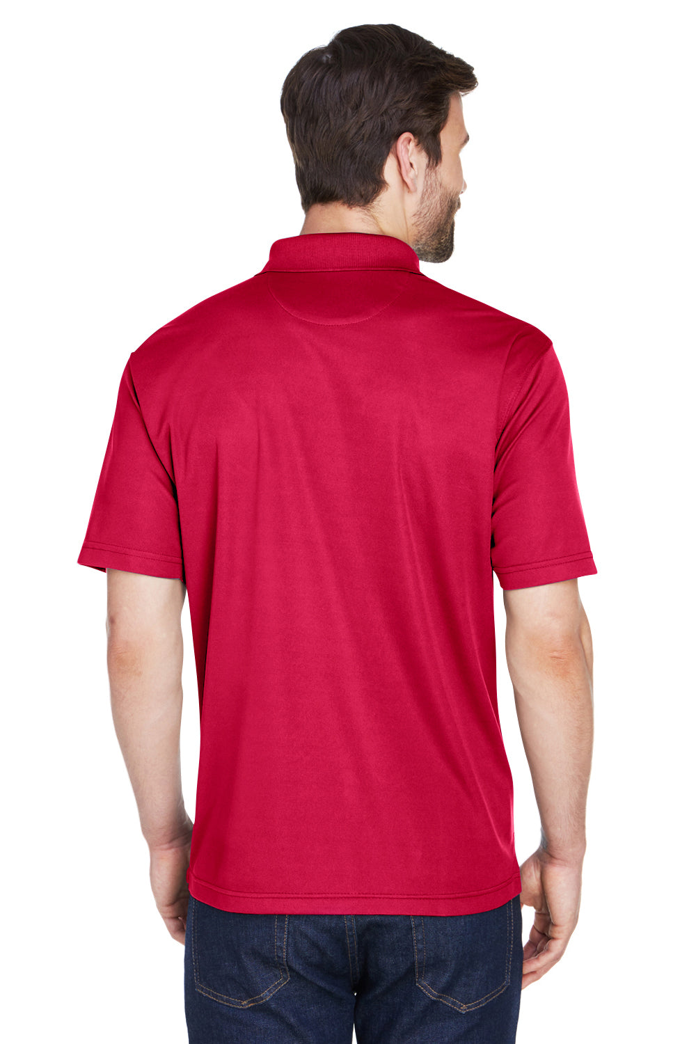 UltraClub 8210/8210T Mens Cool & Dry Moisture Wicking Short Sleeve Polo Shirt Cardinal Red Model Back