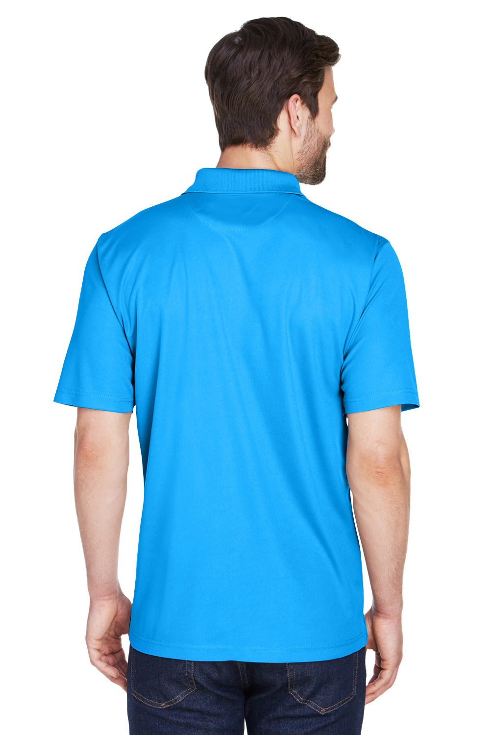 UltraClub 8210/8210T Mens Cool & Dry Moisture Wicking Short Sleeve Polo Shirt Coast Blue Model Back