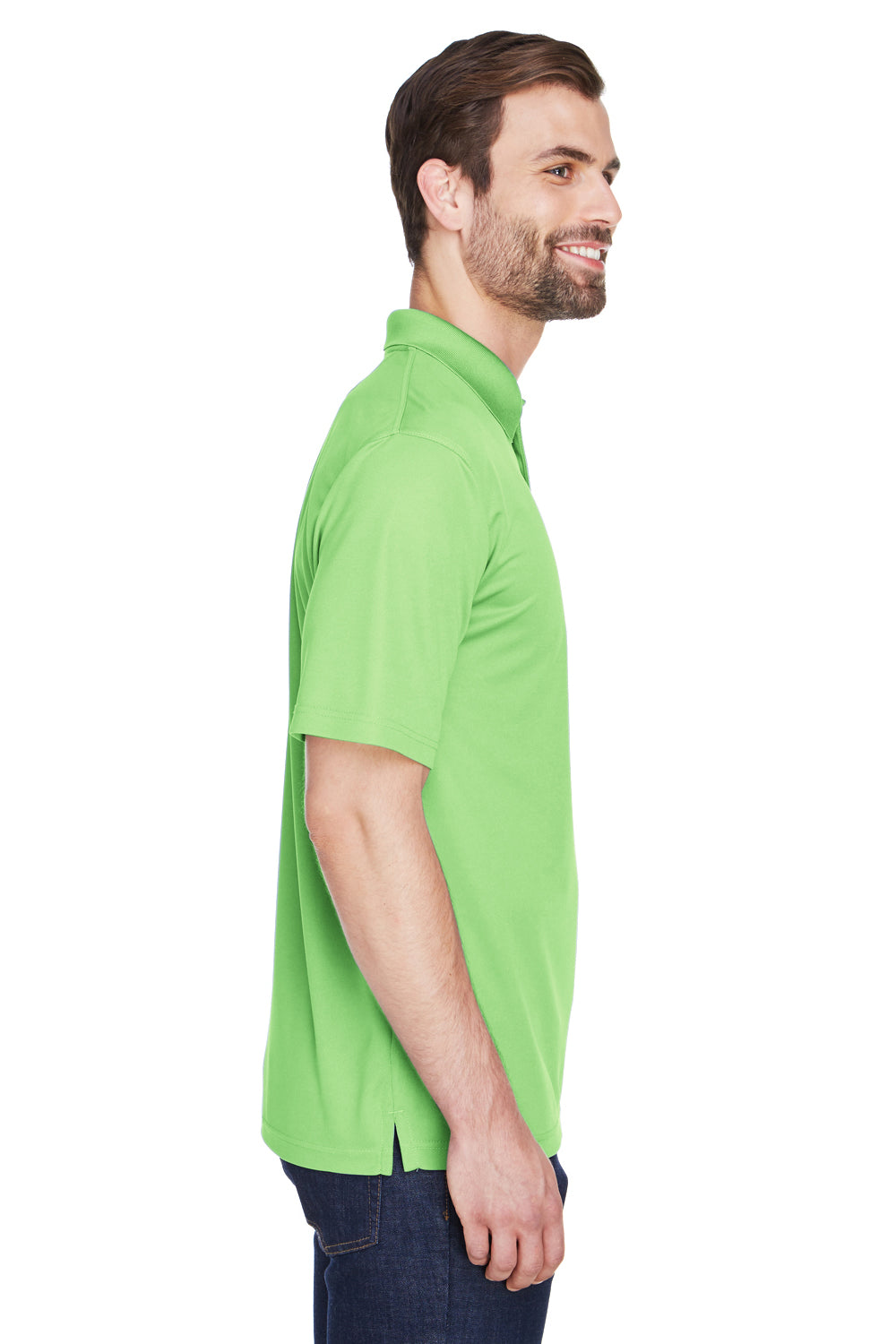 UltraClub 8210/8210T Mens Cool & Dry Moisture Wicking Short Sleeve Polo Shirt Light Green Model Side