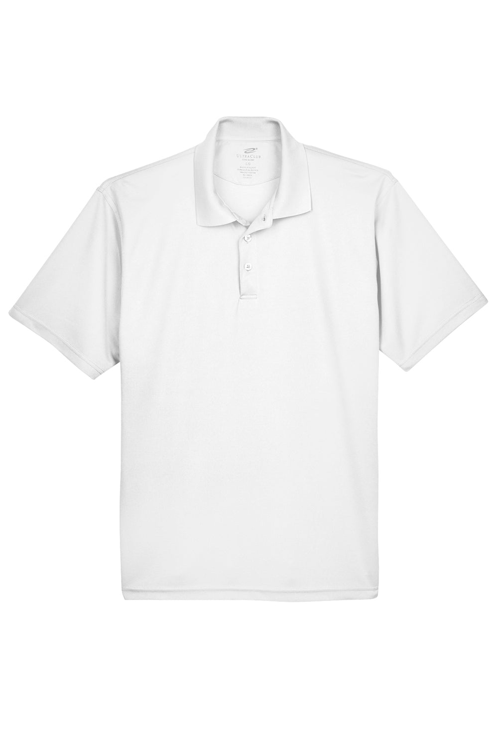 UltraClub 8210/8210T Mens Cool & Dry Moisture Wicking Short Sleeve Polo Shirt White Flat Front