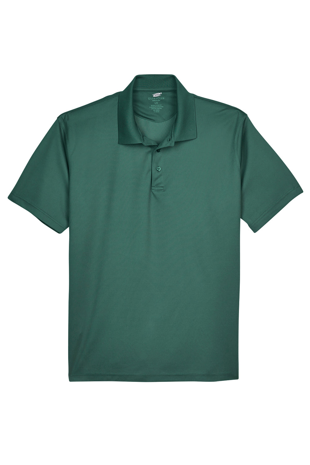 UltraClub 8210/8210T Mens Cool & Dry Moisture Wicking Short Sleeve Polo Shirt Forest Green Flat Front