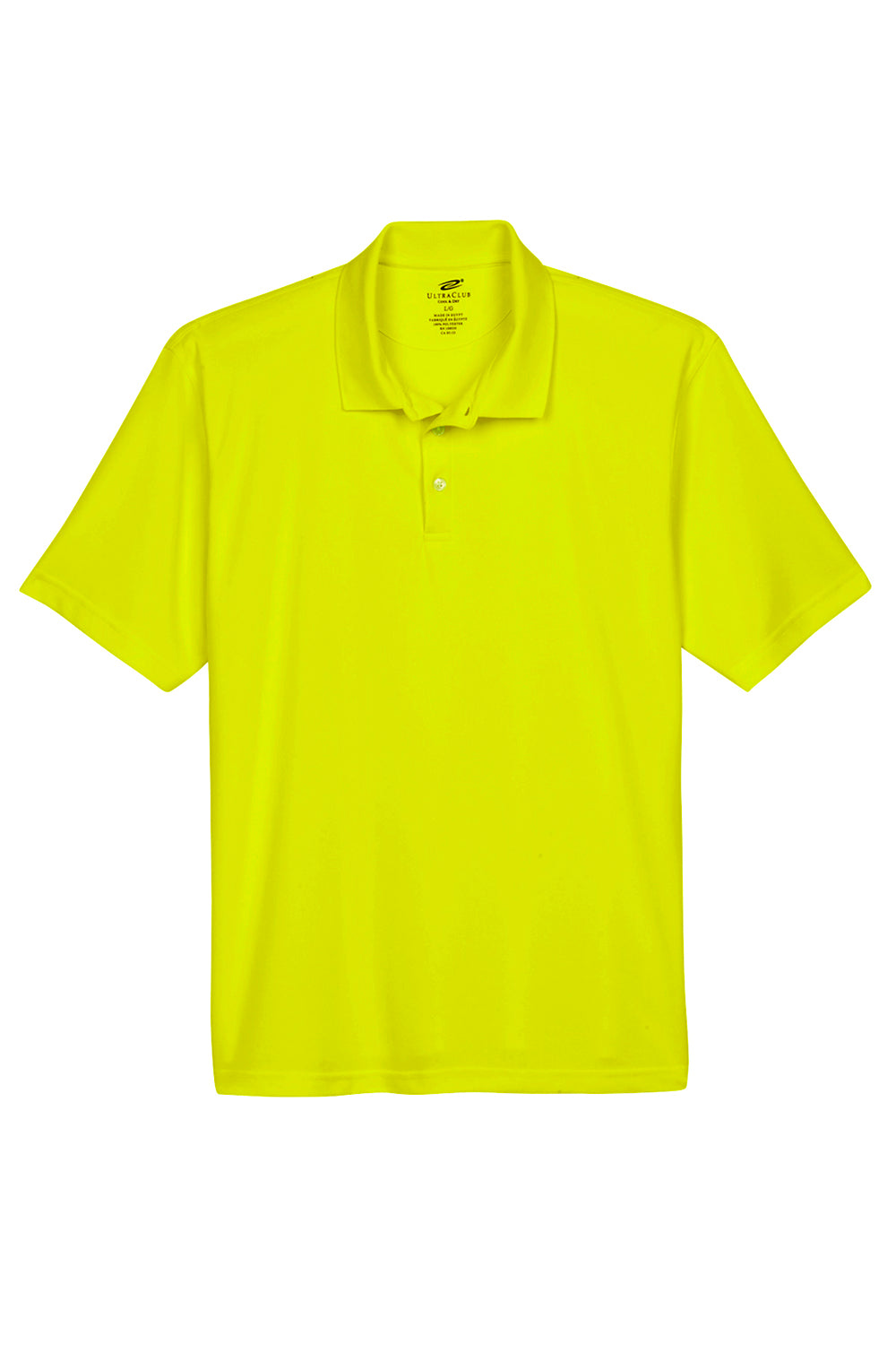 UltraClub 8210/8210T Mens Cool & Dry Moisture Wicking Short Sleeve Polo Shirt Bright Yellow Flat Front