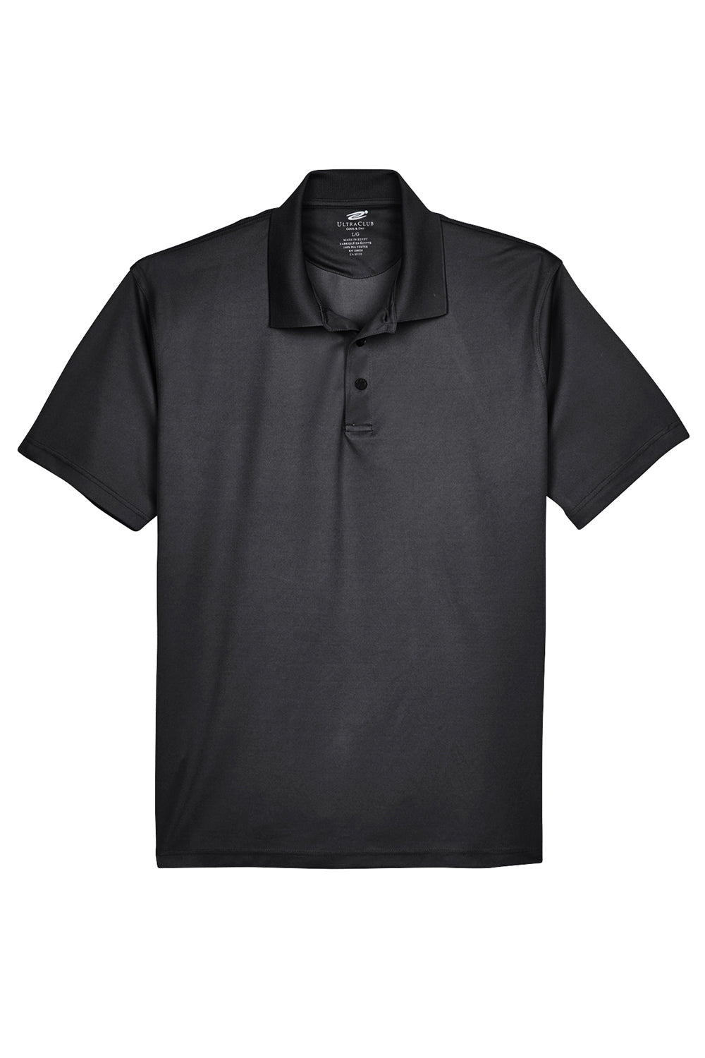 UltraClub 8210/8210T Mens Cool & Dry Moisture Wicking Short Sleeve Polo Shirt Black Flat Front