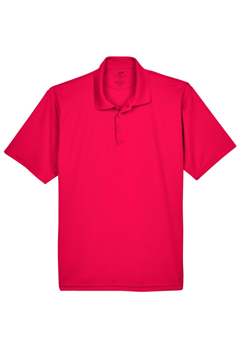UltraClub 8210/8210T Mens Cool & Dry Moisture Wicking Short Sleeve Polo Shirt Red Flat Front