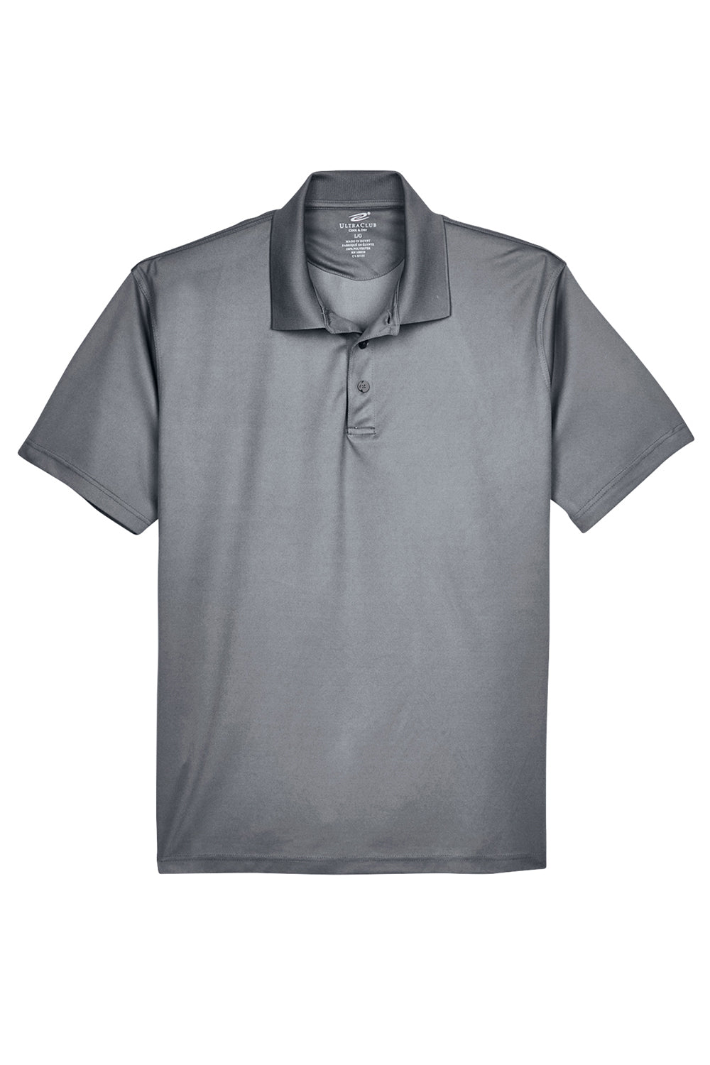UltraClub 8210/8210T Mens Cool & Dry Moisture Wicking Short Sleeve Polo Shirt Charcoal Grey Flat Front
