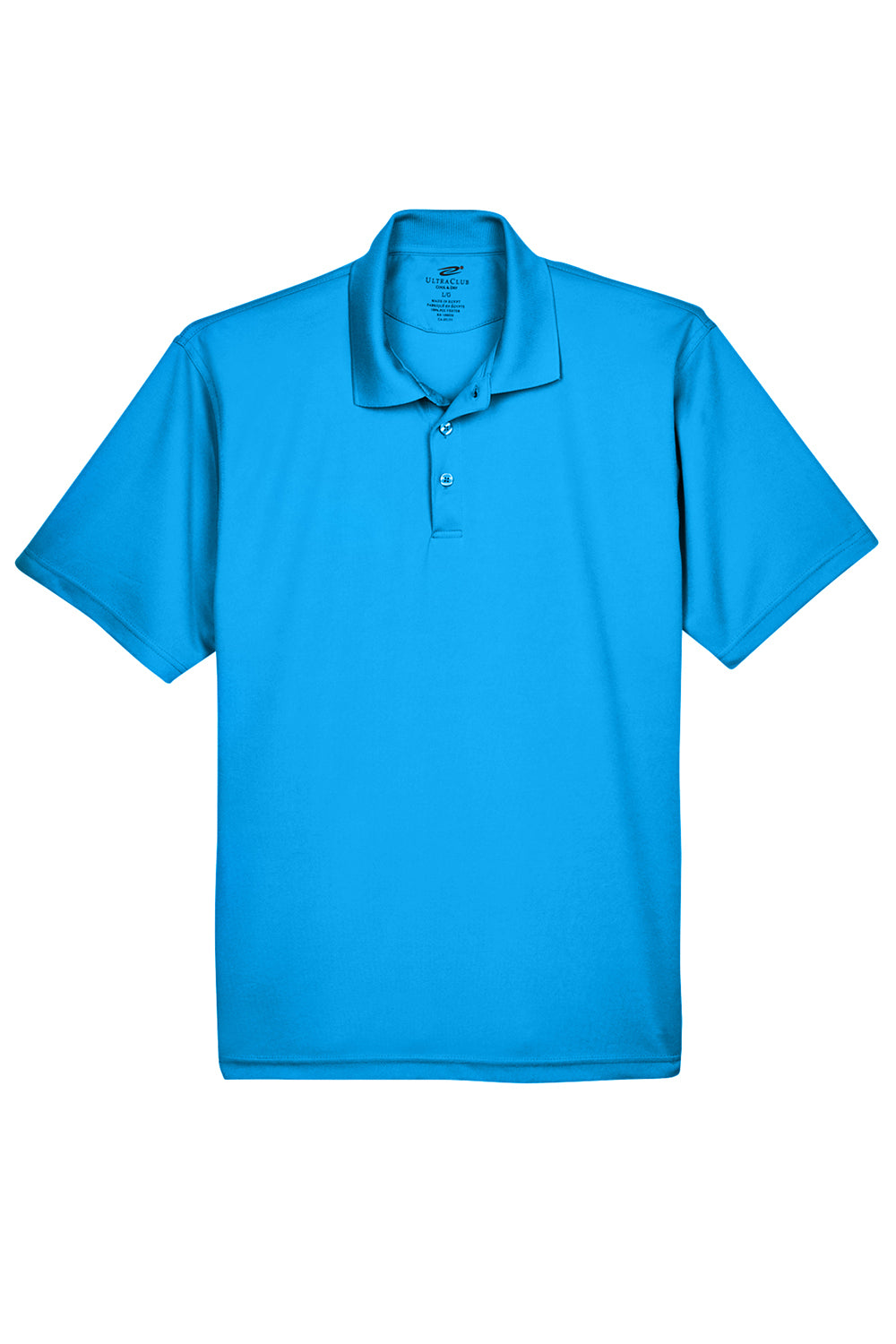 UltraClub 8210/8210T Mens Cool & Dry Moisture Wicking Short Sleeve Polo Shirt Coast Blue Flat Front