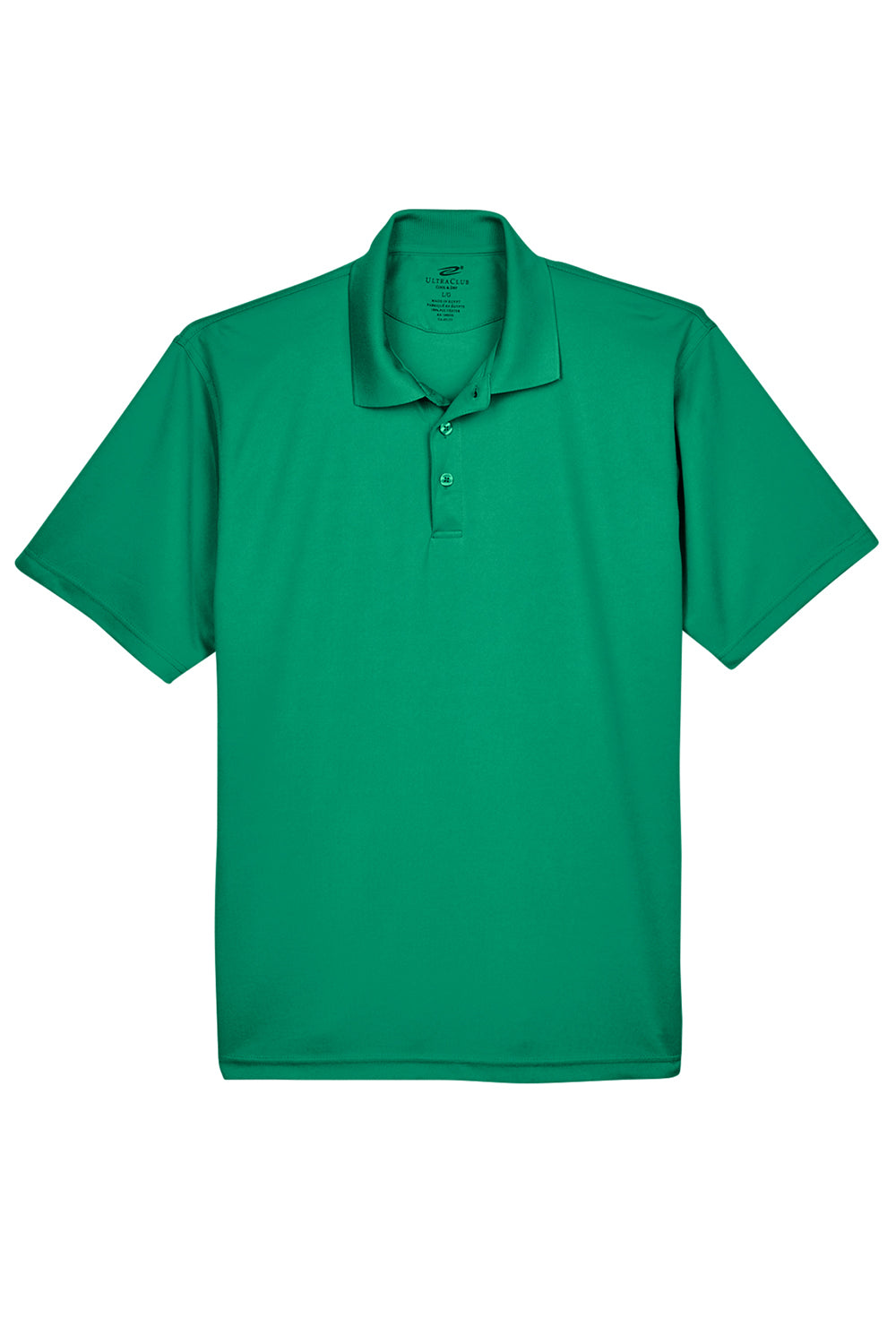 UltraClub 8210/8210T Mens Cool & Dry Moisture Wicking Short Sleeve Polo Shirt Kelly Green Flat Front