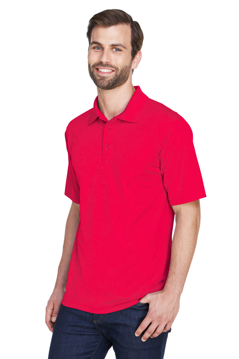 UltraClub 8210/8210T Mens Cool & Dry Moisture Wicking Short Sleeve Polo Shirt Red Model 3q