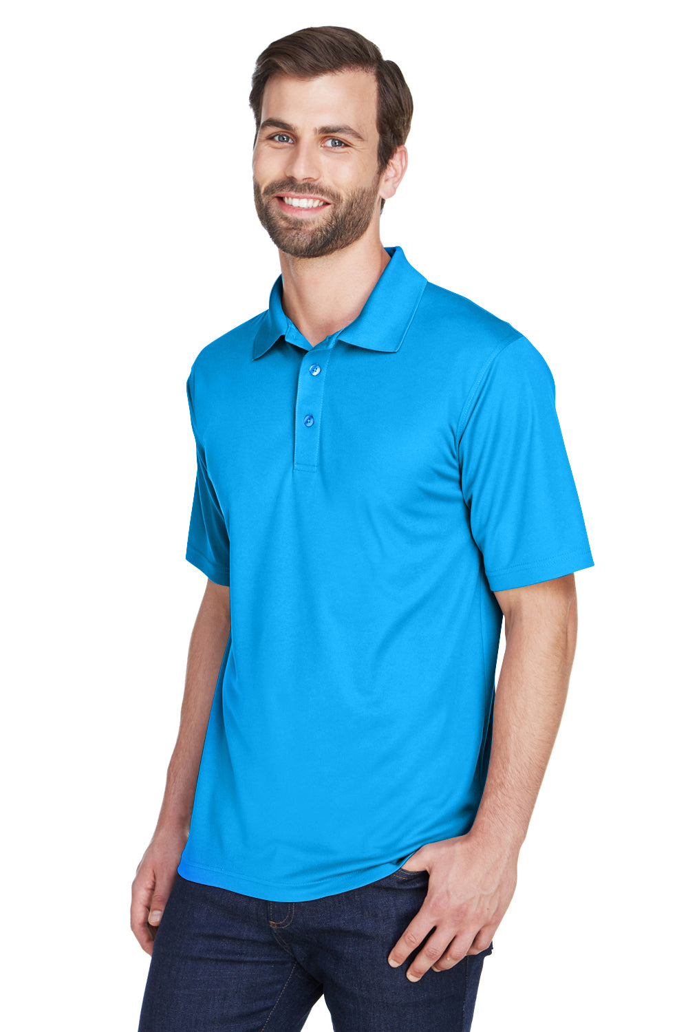 UltraClub 8210/8210T Mens Cool & Dry Moisture Wicking Short Sleeve Polo Shirt Coast Blue Model 3q