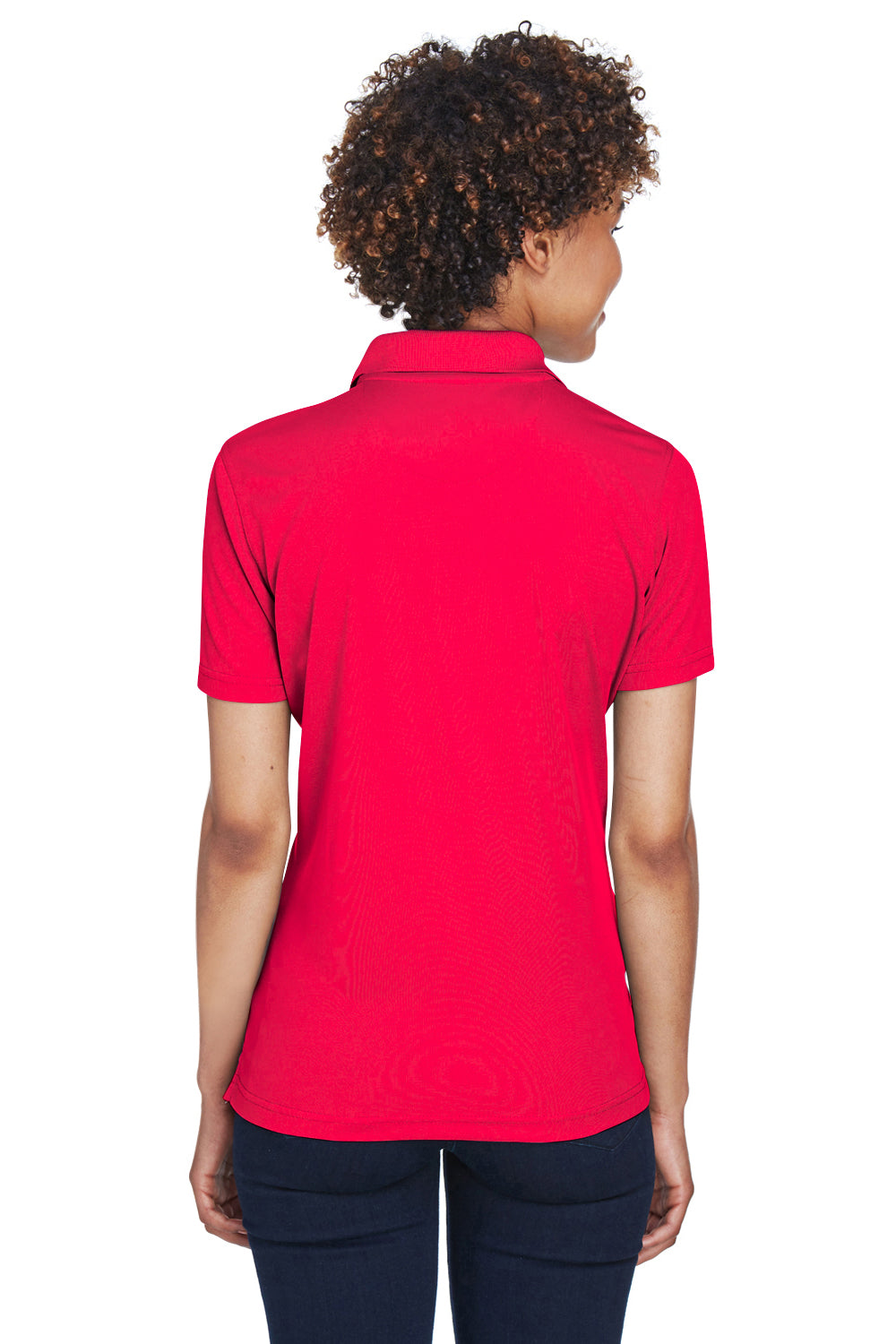 UltraClub 8210L Womens Cool & Dry Moisture Wicking Short Sleeve Polo Shirt Red Model Back